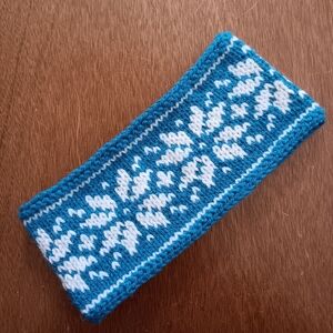 Hand Crafted Handknit Teal & Ivory Traditional Scandinavian Motif Headband OSFM
